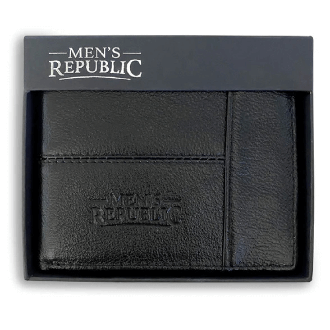 Stewarts Menswear Mens Republic leather wallet in gift box.