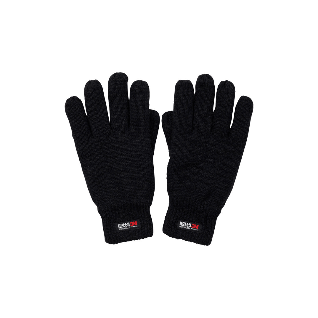 Jack of all Trades Hotty Gloves in black, warm Thinsulate, acrylic and wool gloves with fleece lining available at Stewart's Menswear Mullumbimby.