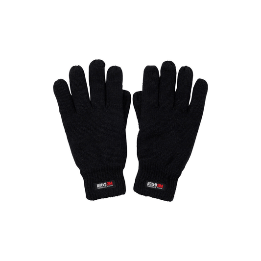 Jack of all Trades Hotty Gloves in black, warm Thinsulate, acrylic and wool gloves with fleece lining available at Stewart's Menswear Mullumbimby.