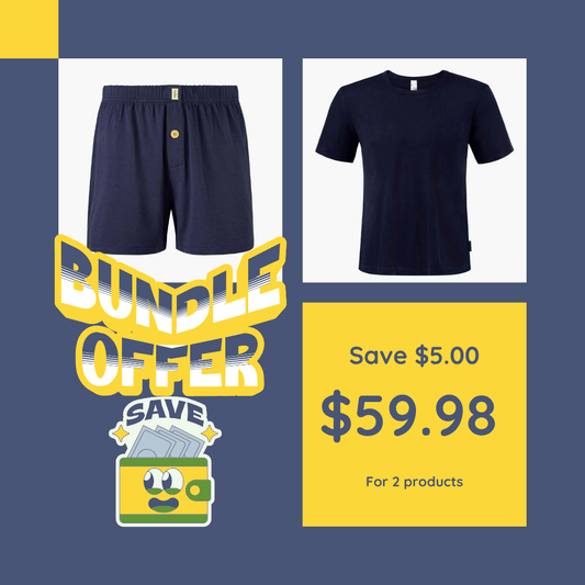 Bamboozled sleep tee and jersey boxer short bundle offer. Save $5 at Stewart's Menswear, Mullumbimby