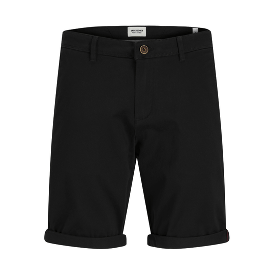 Jack & Jones Bowie Chino Shorts Black shown from the front on a white background.