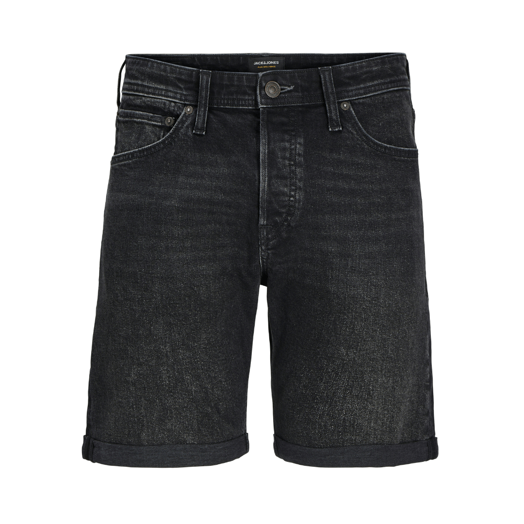 Stewart's Menswear, mullumbimby. Jack & Jones original denim shorts, black. Front View