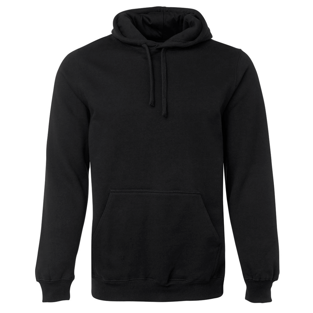 Stewart's Menswear Mullumbimby Fleecy Hoodie. The JB's Wear Fleecy Hoodie is made with quality (80% Cotton 20% Polyester) cotton rich fleece.  Soft and Comfortable, durable and longlasting, classic design with handy front pocket for your essentials. Colour is Black.