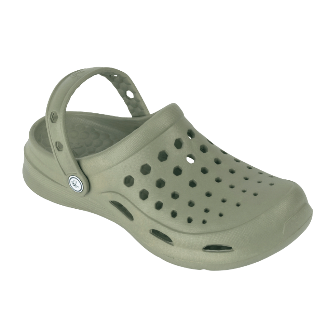 stewarts-menswear, Mullumbimby. Product photo of Joybees unisex active clog, side view. Colour is Dusty Olive.