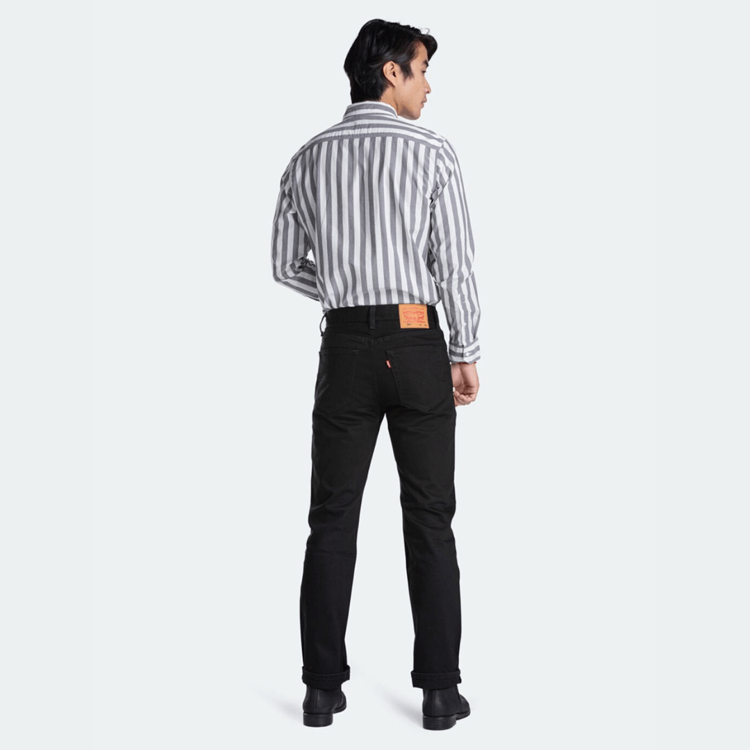 Stewart's Menswear Mullumbimby Levi Jeans 516 straight. Levi’s® 516™ Straight Jeans are a perfect regular straight fit for wearing every day. A classic straight leg style, these jeans are perfect to dress up or down.  Colour is Black, Back view