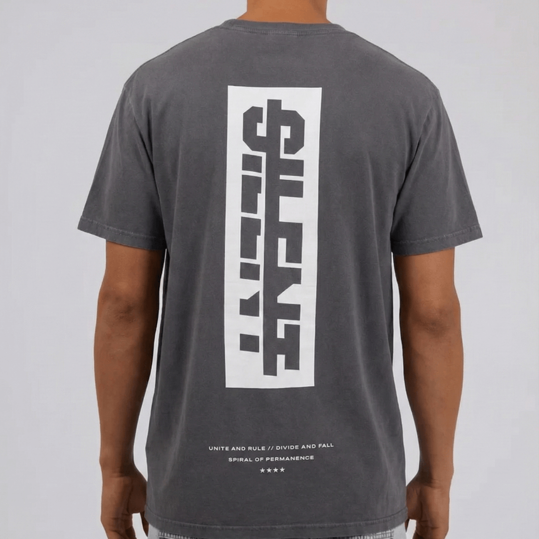 Silent Theory Straight Edge cotton tee in grey, available at Stewart's Menswear Mullumbimby.