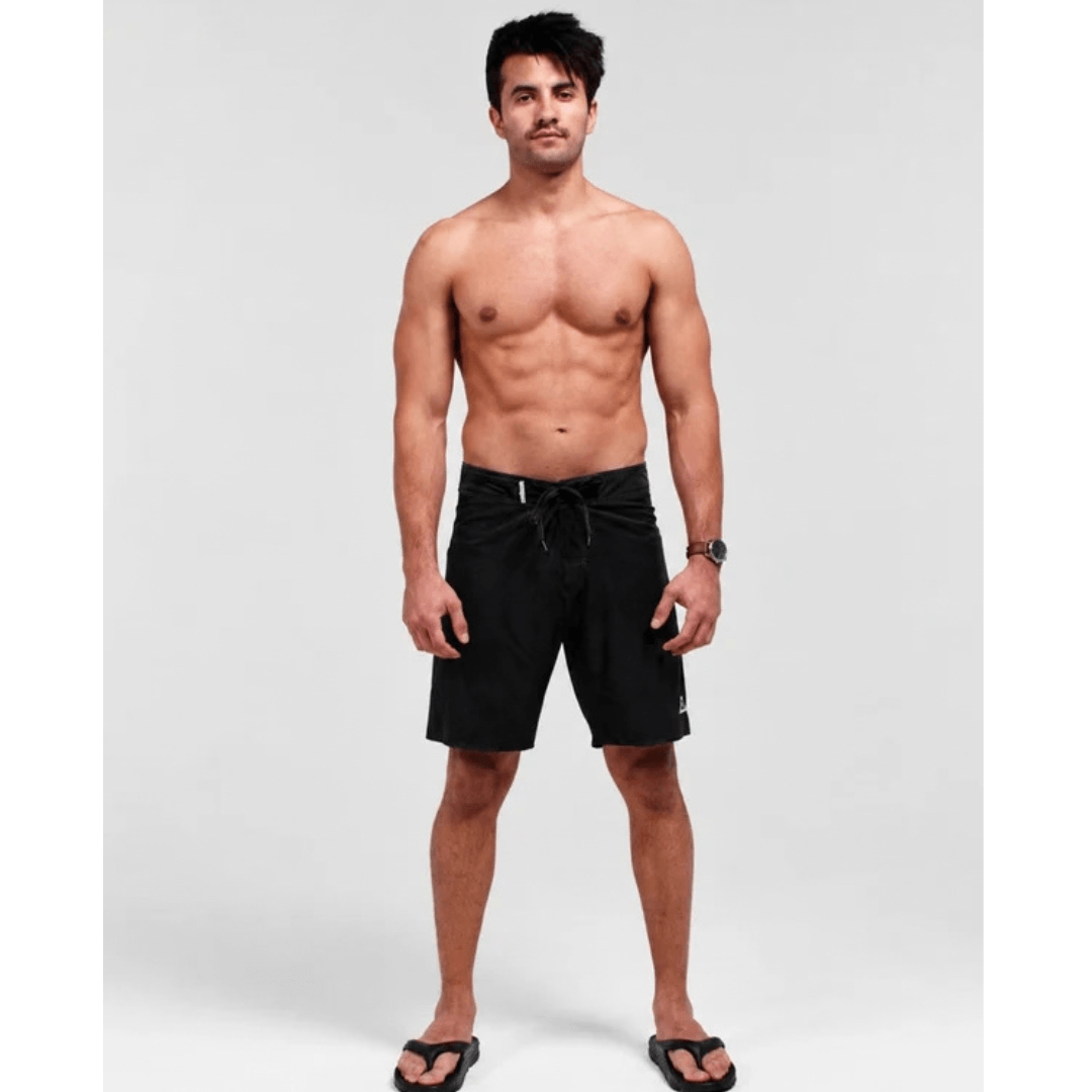 Outback Supply Co Eclipse boardshorts with high waist and back pocket, available at Stewart's Menswear Mullumbimby.