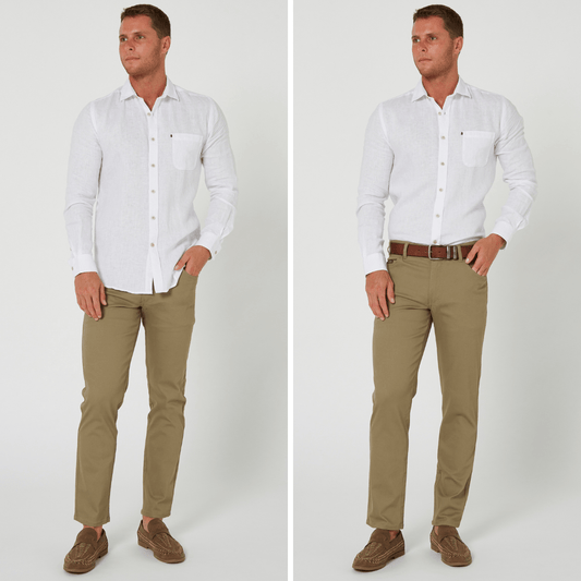 Men's Pilbara Collection by Ritemate Workwear Classic Fit Long Sleeve Linen Shirt in white with Windmill embroidery detail, available at Stewart's Menswear Mullumbimby.