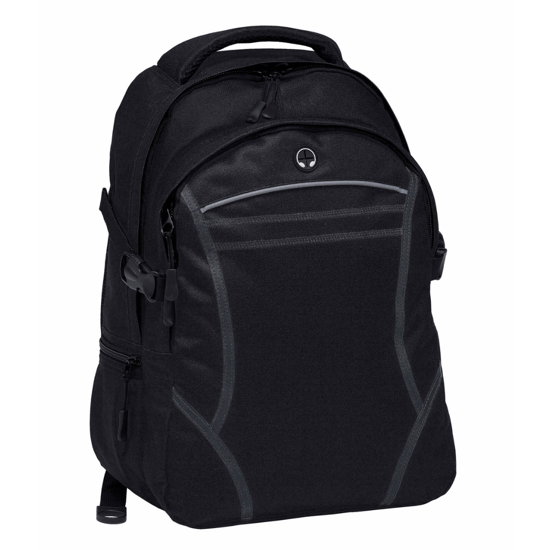 Reflex Backpack available at Stewart’s Menswear Mullumbimby, durable everyday backpack with padded iPad compartment, drink bottle pocket and multiple compartments.