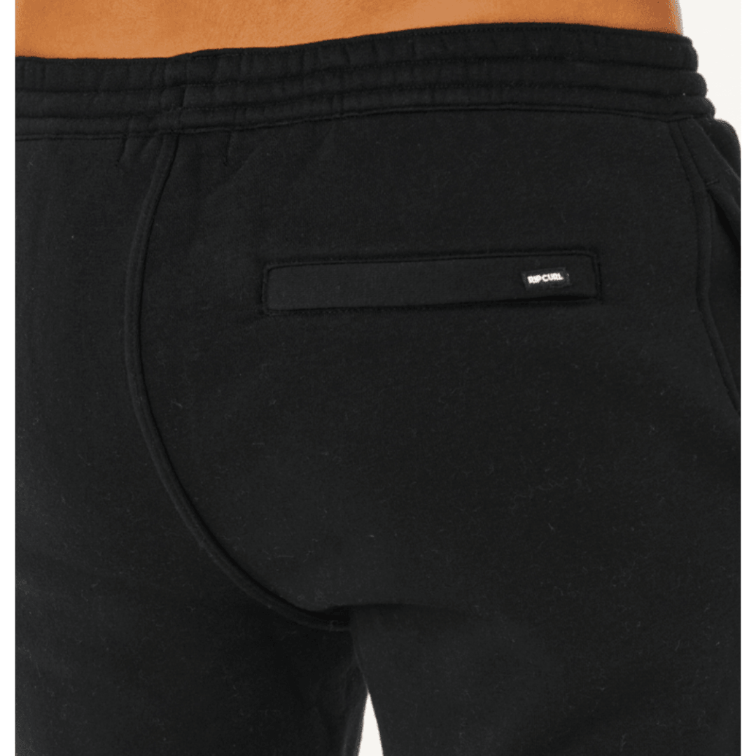 
Close up view of pocket, Rip Curl Classic Surf Trackpant in black available at Stewart’s Menswear Mullumbimby. Men’s casual trackpants designed for easy everyday comfort.