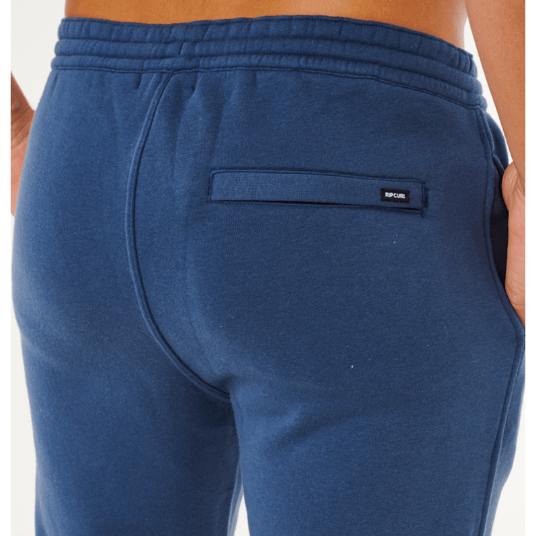 
Close up view of pocket, Rip Curl Classic Surf Trackpant in light navy available at Stewart’s Menswear Mullumbimby. Men’s casual trackpants designed for easy everyday comfort.