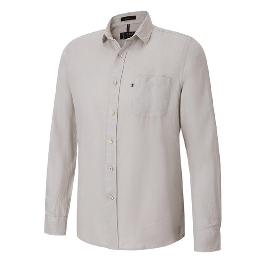 Stewarts Menswear Ritemate Workwear. Pilbara Men's Linen Shirt long sleeve. Colour is Flax.