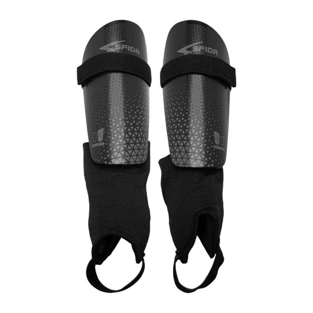 Stewarts Menswear Sfida shinguards with ankle sock. An entry level Unisex shin guard for children and adults, which offer excellent value to the beginner footballer.  They are easy to put on and remove and give good protection at an affordable price.  Elastic strap at the top and a stirrup under the foot to keep the shin guard in place. There is also extra padding around the ankle for extra protection.   Soft padded backing for comfort Hard external shell for protection.