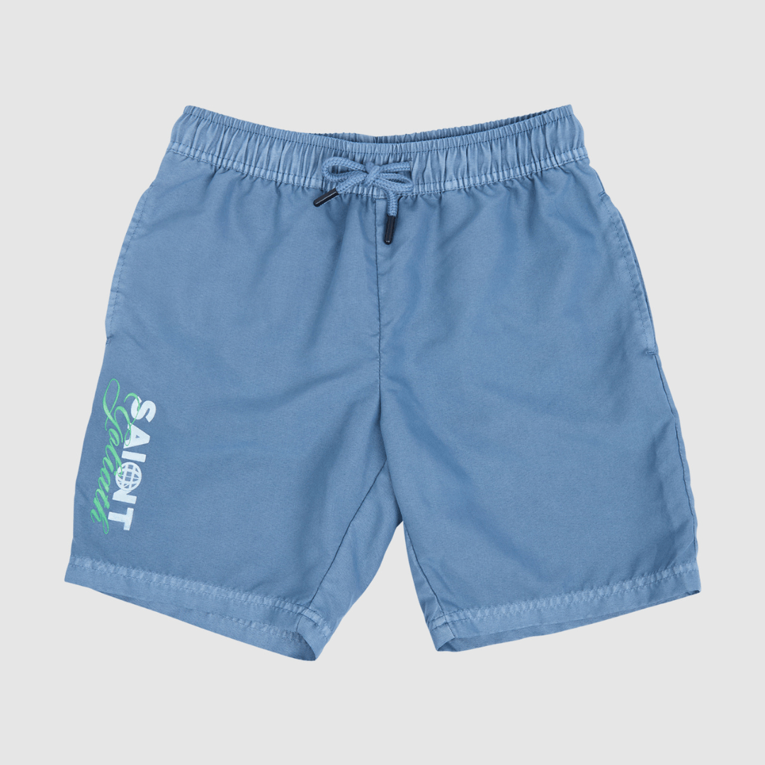 St Goliath Boys Global Swim Short in classic blue, recycled polyester swim shorts available at Stewart's Menswear Mullumbimby.
