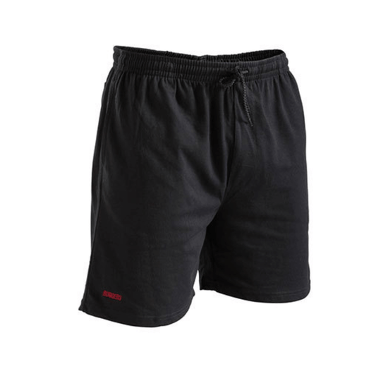 Black coloured Stubbies jersey knit rugger shorts available at Stewart's Menswear, Mullumbimby.