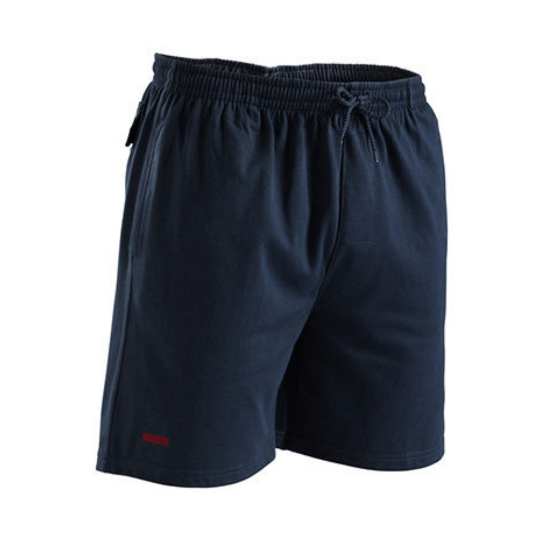 Navy coloured Stubbies jersey knit rugger shorts available at Stewart's Menswear, Mullumbimby.