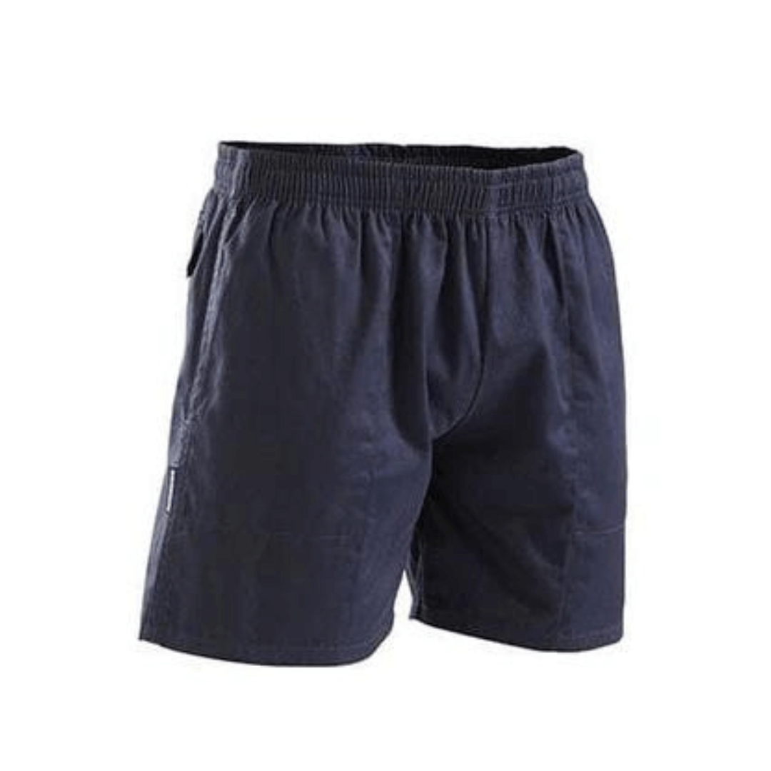 Stewarts Menswear Mullumbimby Stubbies Ruggers longer leg short. Colour is Navy