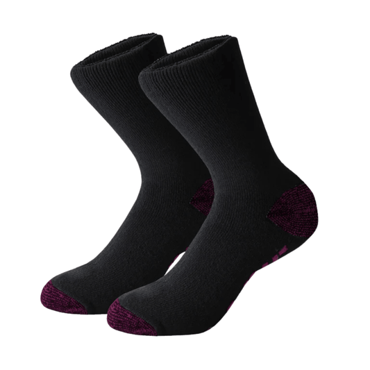 Flat Lay of Tradie Lady 2 Pack Cotton Blend Work Sock available at Stewart’s Menswear Mullumbimby. Thick cushioned women’s work socks with arch support.