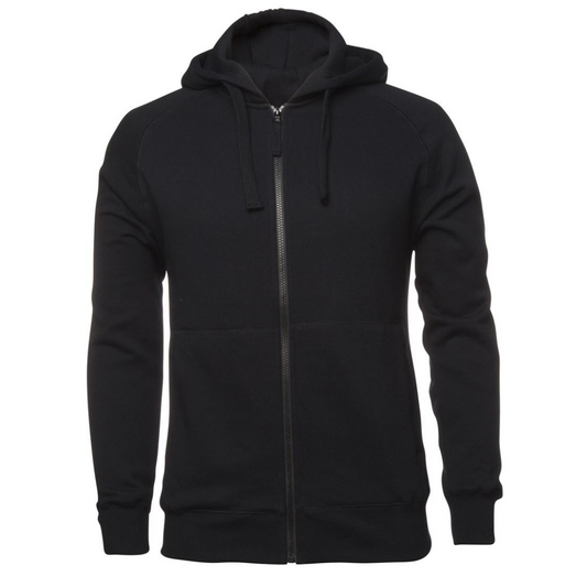Stewart's Menswear Mullumbimby Zip through fleecy hoodie. The JB's Wear zip through Fleecy Hoodie is made with quality (80% Cotton 20% Polyester) cotton rich fleece. Soft and Comfortable fleece, durable and long-lasting with a classic design and convenient pockets. Colour is Black.