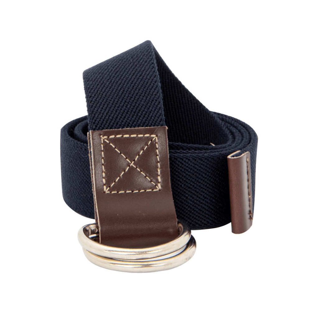This Australian made webbing belt is made with cotton Belgian webbing material and features a leather trim at each end.  The belt comes in a standard width of 35mm with Nickel D rings, providing a versatile and timeless look that can be paired with any outfit.   Perfect as a gift or for treating yourself, this belt is an investment in both style and quality.  Navy belt with brown leather trim. Black belt comes with black leather trim.