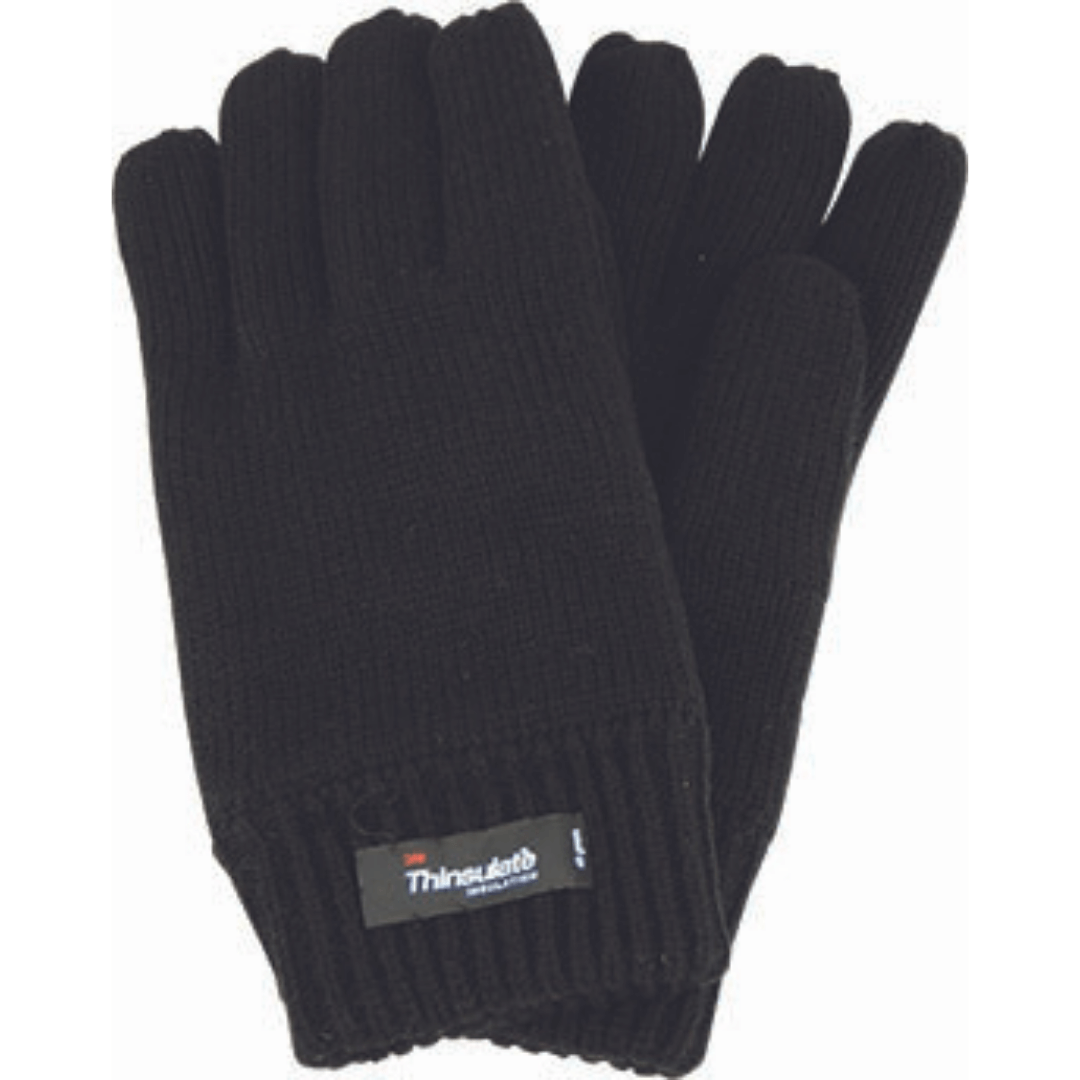 Unisex acrylic gloves with Thinsulate lining for extra warmth. Colour is black.