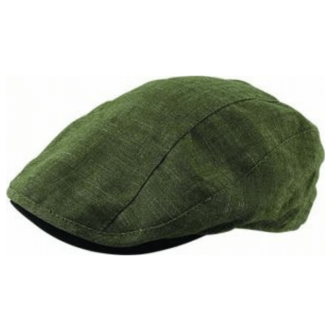 Ivy Cap with patterned cotton lining. Colour is Olive.