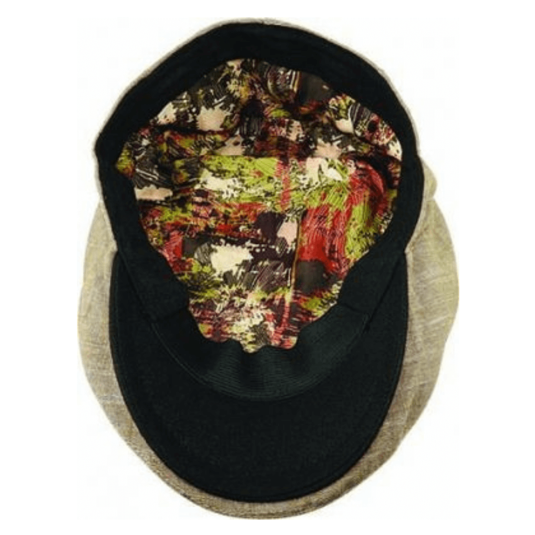 Ivy Cap with patterned cotton lining. Photo shows pattern on lining.