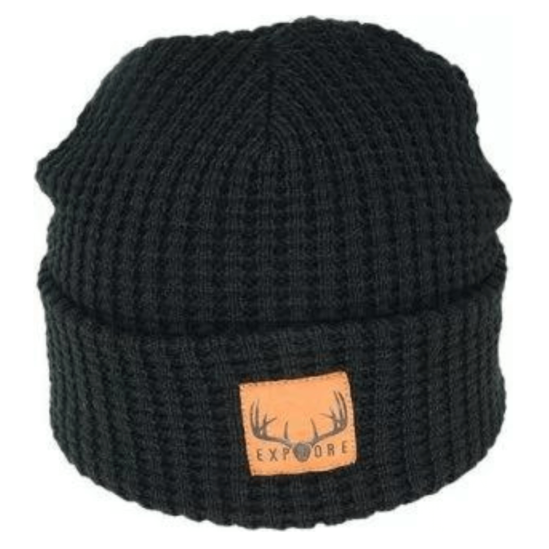 Stewart's Menswear Avenel Hats waffle knit beanie Black colour. The trendy waffle knit beanie will ensure you stay warm and on trend in the cooler months. Made from a soft acrylic yarn, this beanie features a  waffle knit texture. Available in a range of colours, this waffle knit beanie is the ideal accessory for any winter outfit.   One size fits most.