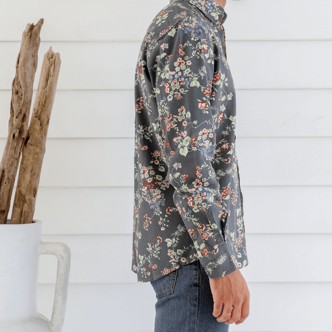 Men's Hemp/Cotton Floral print shirt