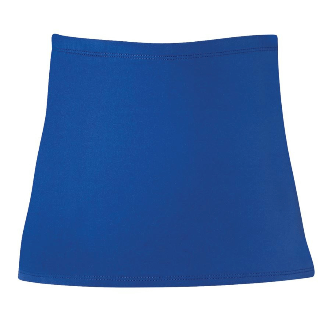 For active girls playing sport or heading back to school, these skorts are a comfortable alternative to skirts or shorts. What is a skort? A skirt with built in shorts!! Clever, huh? Plus this particular style features a hidden utility pocket at the waist. Colour is Royal Blue, Front View.
