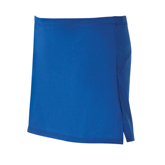 For active girls playing sport or heading back to school, these skorts are a comfortable alternative to skirts or shorts. What is a skort? A skirt with built in shorts!! Clever, huh? Plus this particular style features a hidden utility pocket at the waist. Colour is Royal Blue, side view.