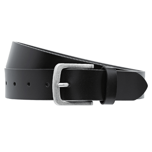 The Colorado belt is a Black 35mm Genuine Leather with PU Coat for Extra Depth Finish. Made with a smooth finish look and a classic antique silver buckle, the original essential jeans belt.  – Sizes 32″-46″  