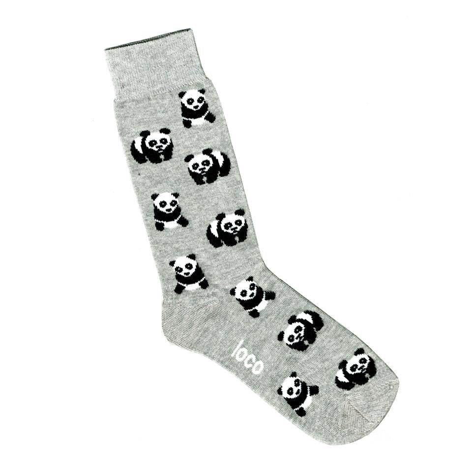 Autralian Made novelty socks. Colour is light grey with Pandas all over.