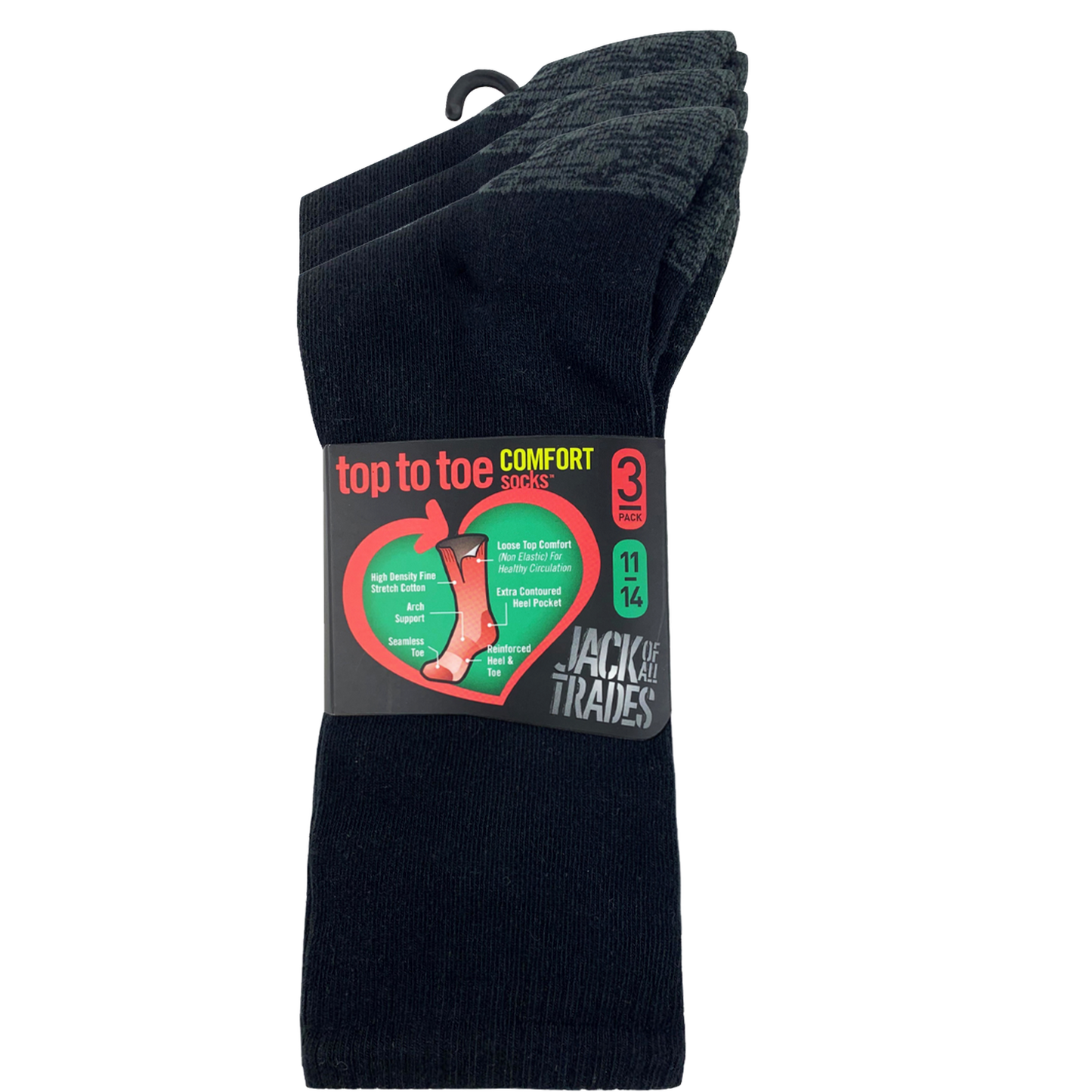 Jack Of All Trades Top 2 Toe Cotton Health Comfort Socks